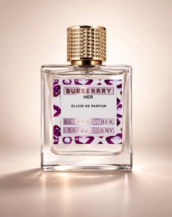 Fruity floral with amber warmth — premium feminine perfume.